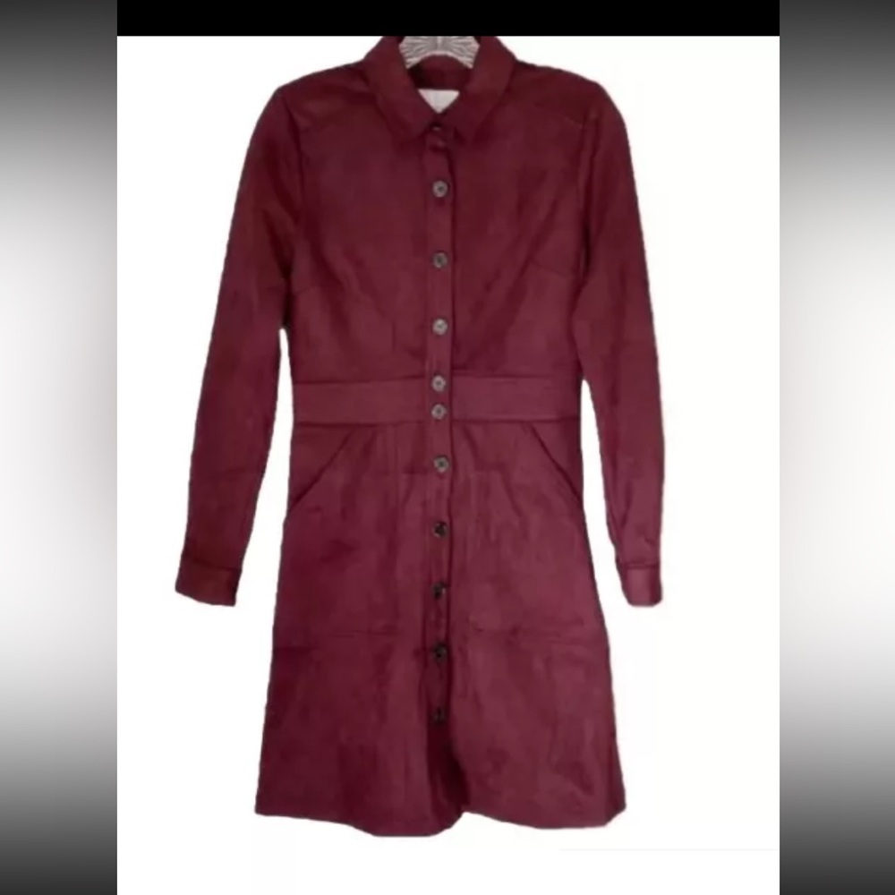 Women’s Button-Front Mini Dress in Burgundy